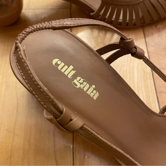 Cult Gaia - Alia slingback leather heels in hazelnut size 35.5 - Picture 2 of 4